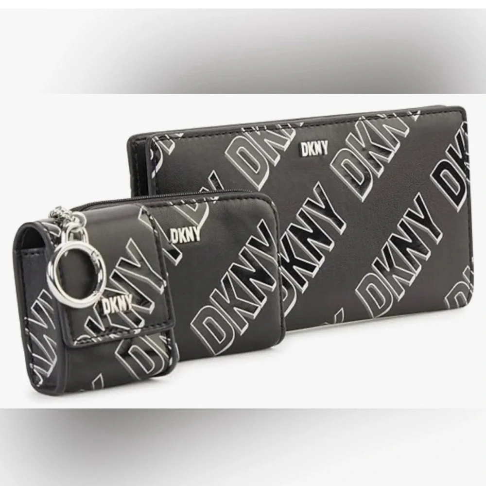 DKNY Women’s Casual Phoenix Box Set Classic Wallet Bi-Fold Wallet+Card+iPod Case